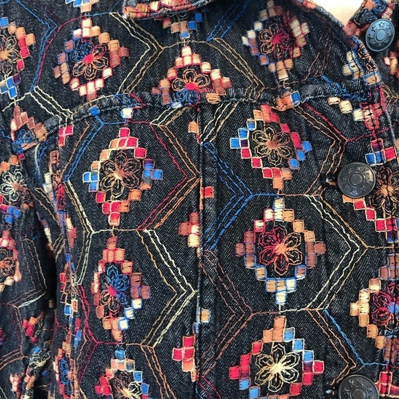 Coldwater Creek Multi Colored Tribal Print Embroidered Jacket Medium - Picture 4 of 8
